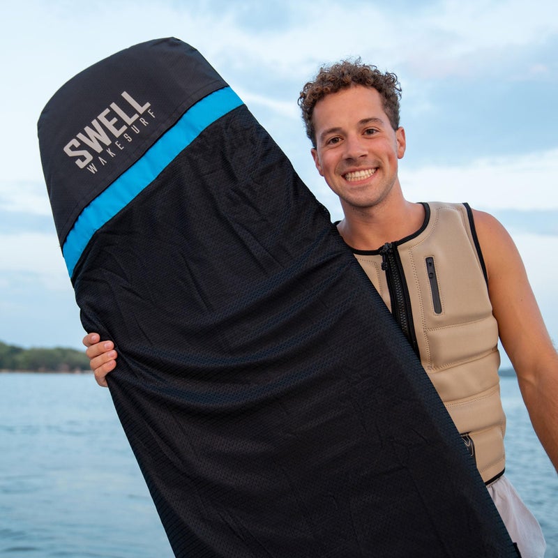 SWELL Wakesurf - Adjustable Length Wakesurf Board Sock with Padded Nose and Pocket - Wakeboard Cover - One Size Fits All Surfboard Bag (Snub Nose - Blue) - Image 2